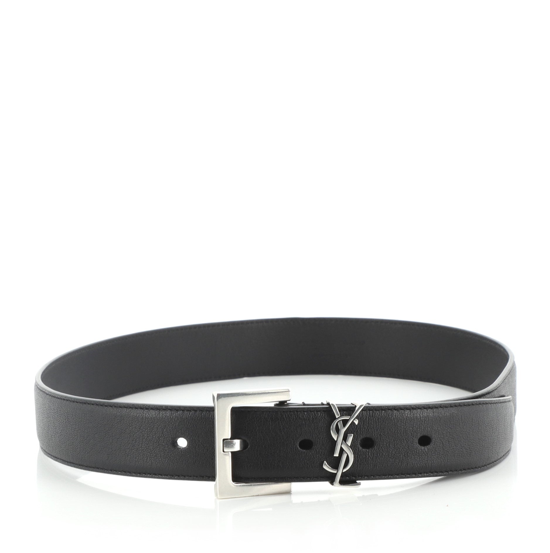 Monogram Square Buckle Belt Leather Thin 80