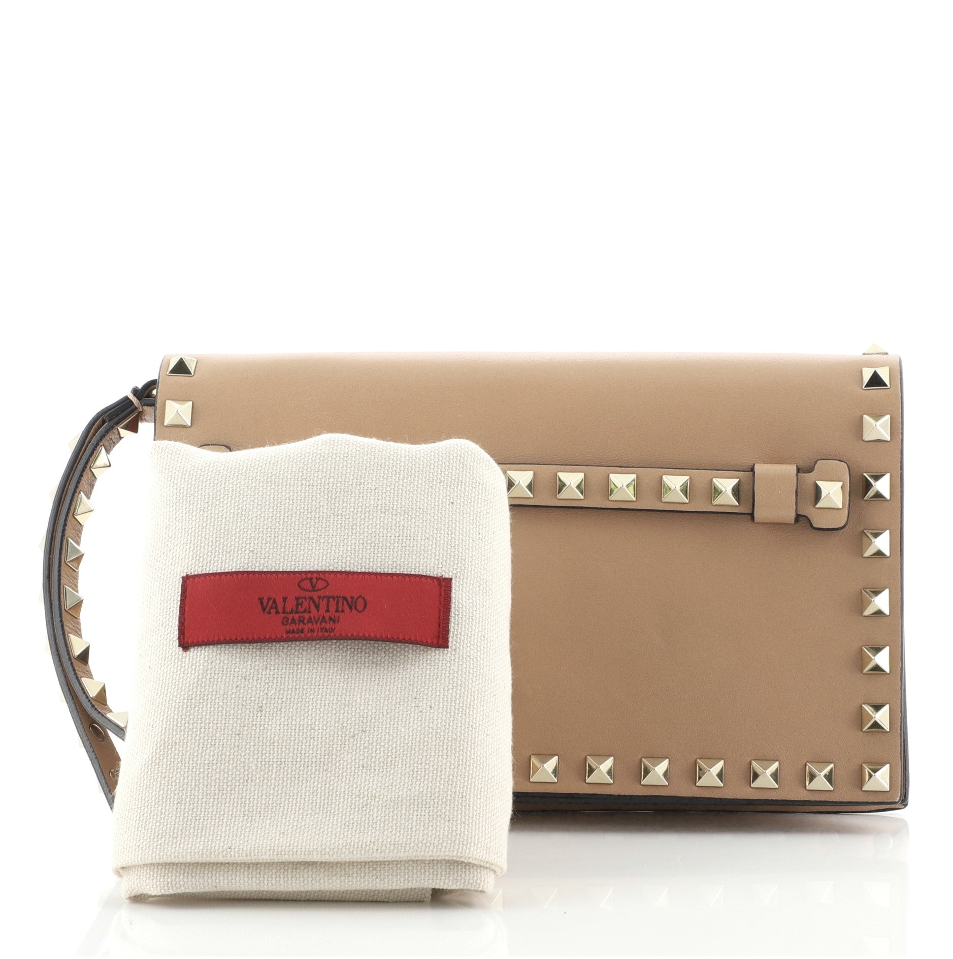 Rockstud Flap Clutch Leather Small