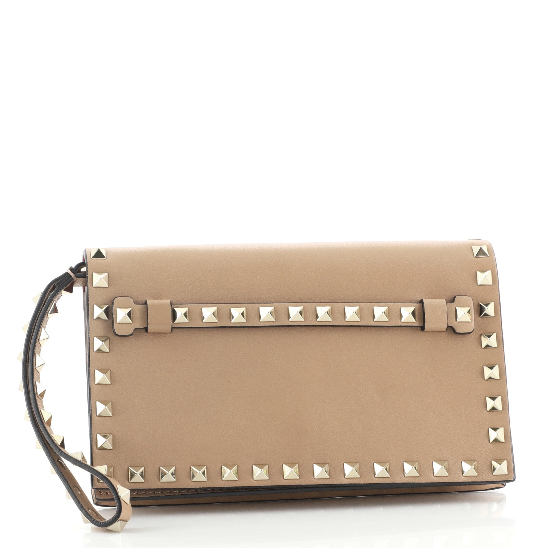 Rockstud Flap Clutch Leather Small