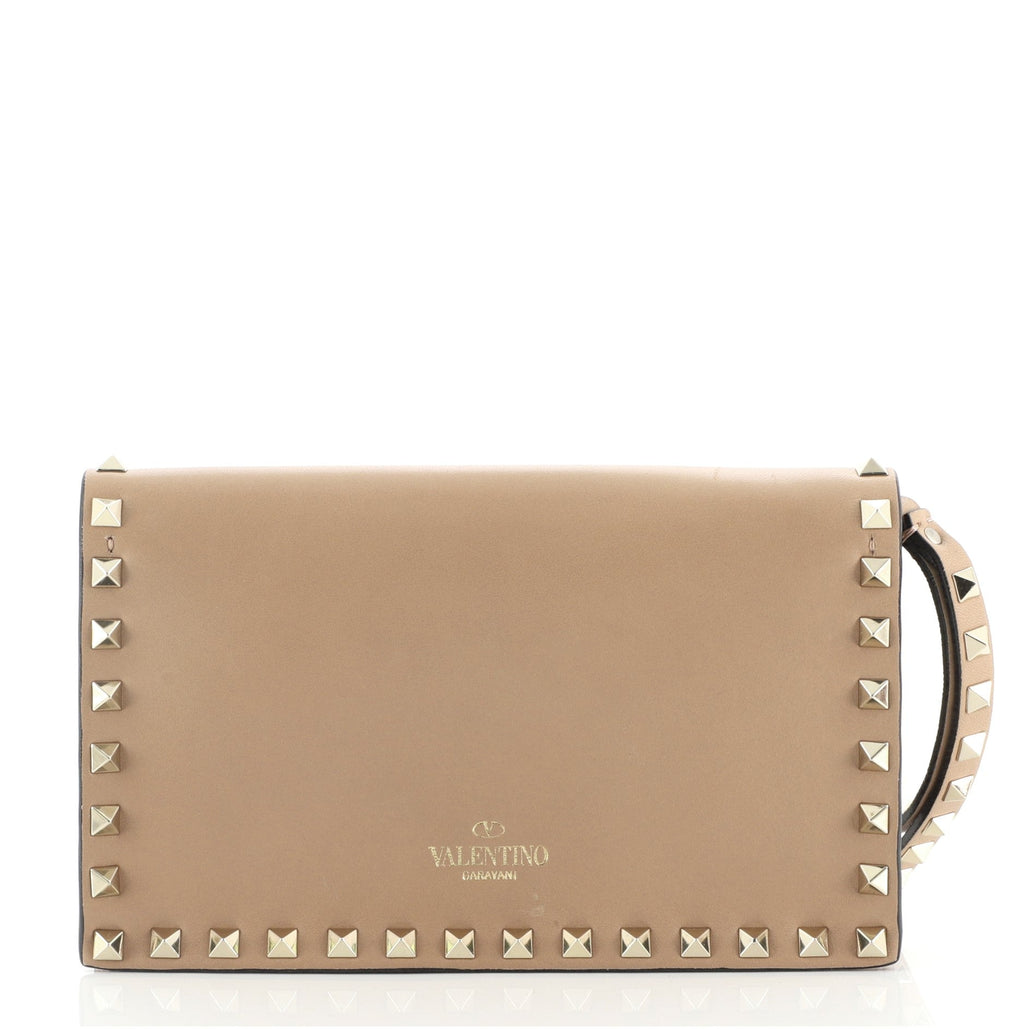 Rockstud Flap Clutch Leather Small