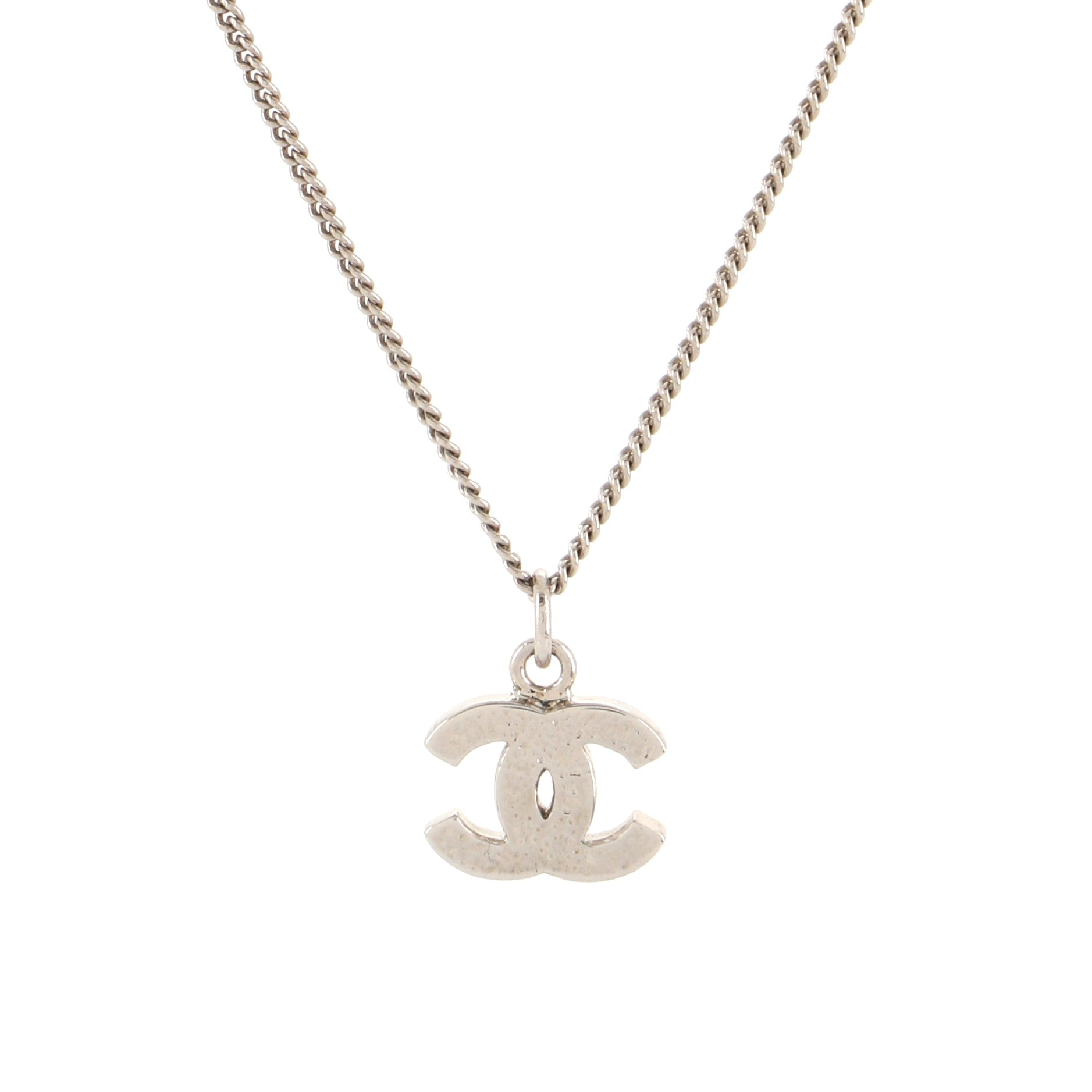 CC Pendant Necklace Crystal Embellished Metal