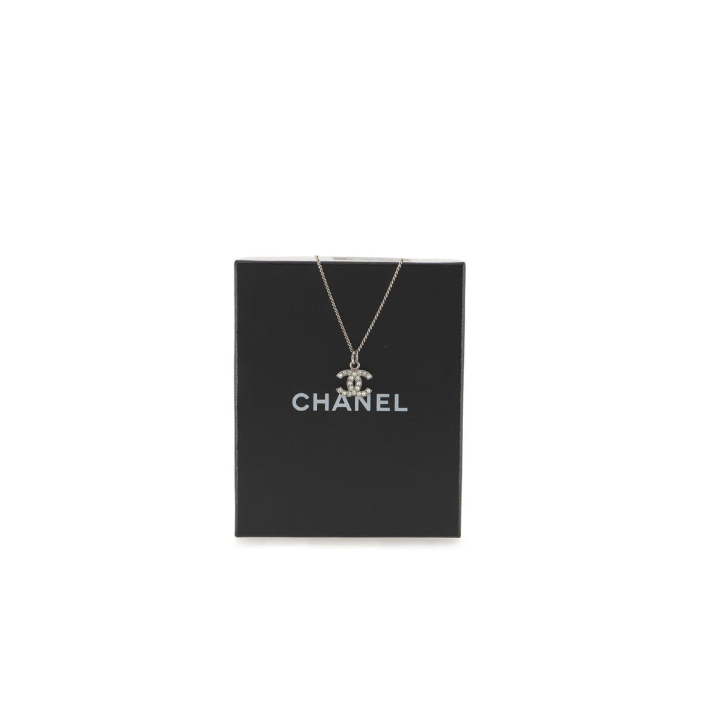 CC Pendant Necklace Crystal Embellished Metal