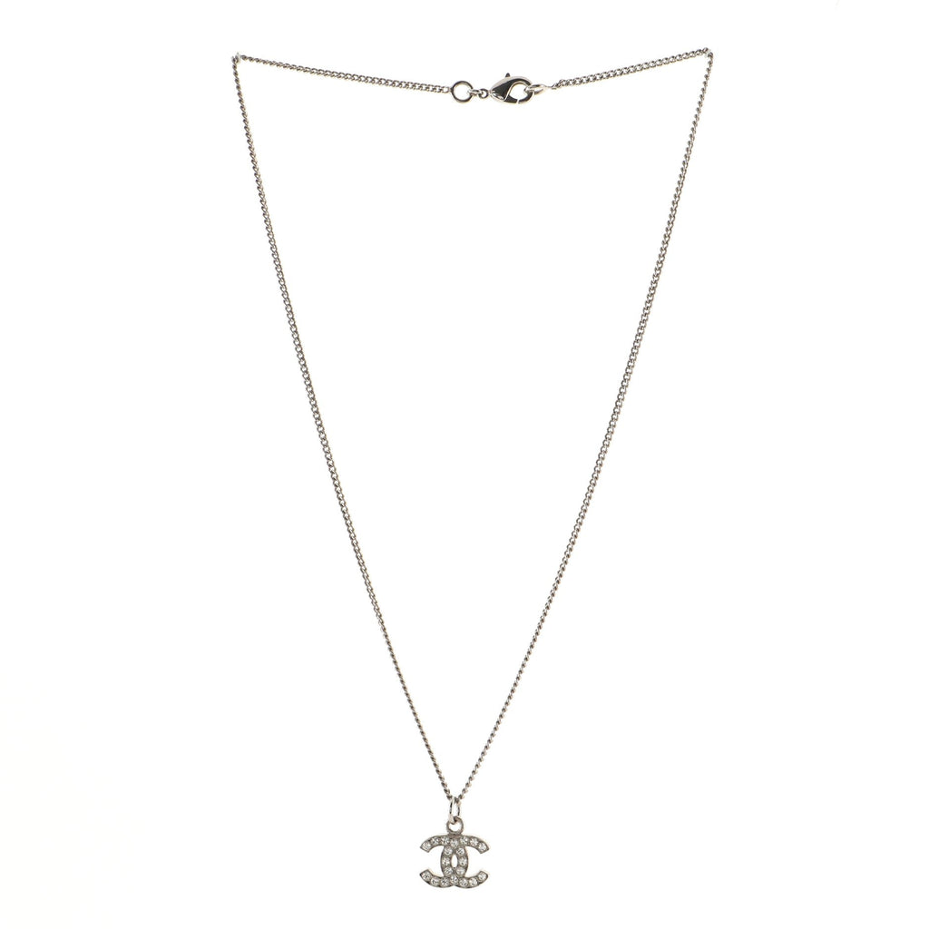 CC Pendant Necklace Crystal Embellished Metal