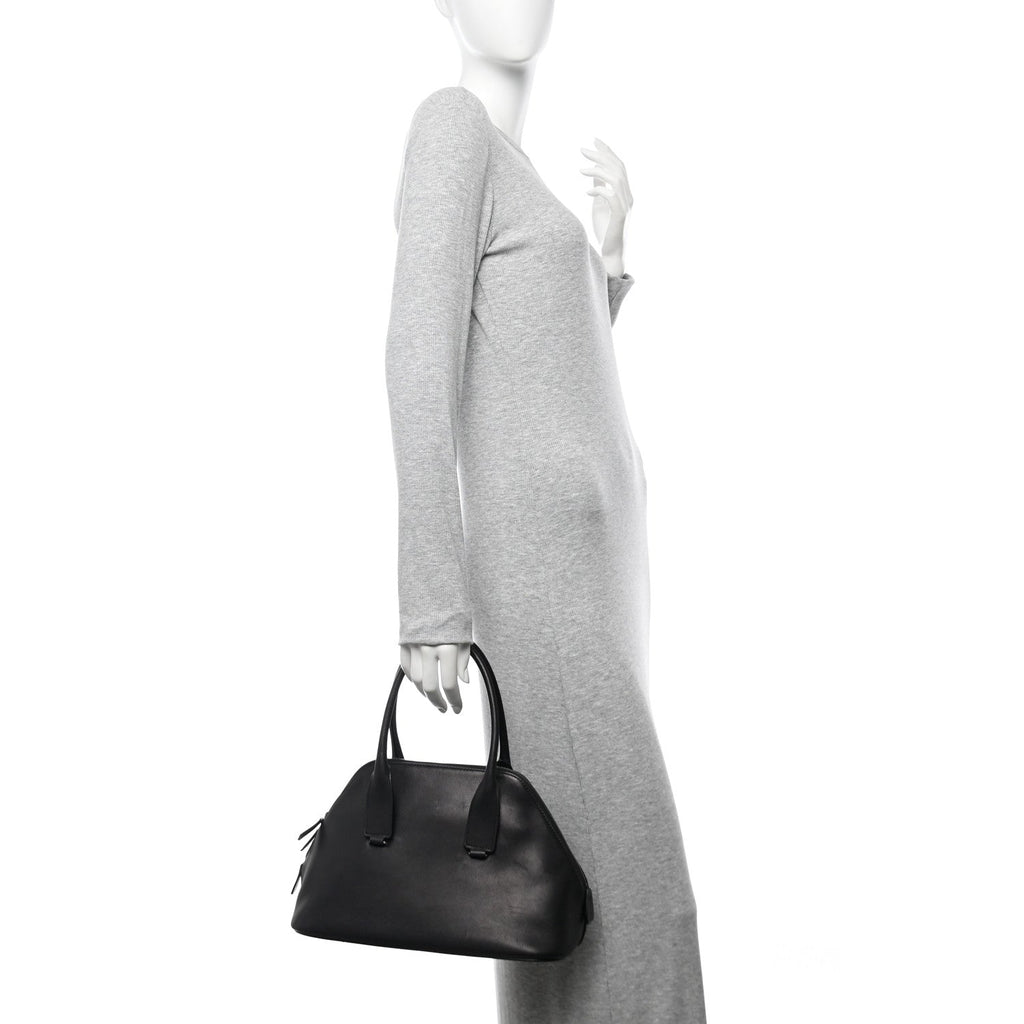 Polished Saddle Calfskin Medium Devon Bag Black