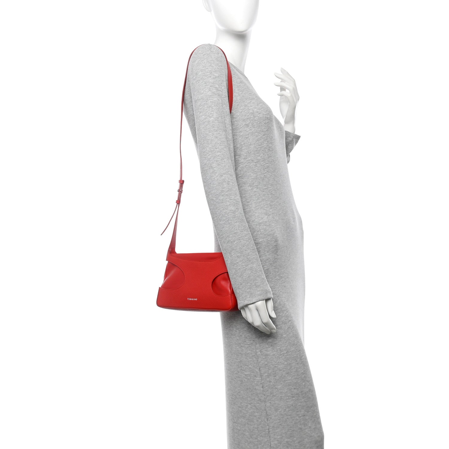 Calfskin Cut Out Crossbody Red