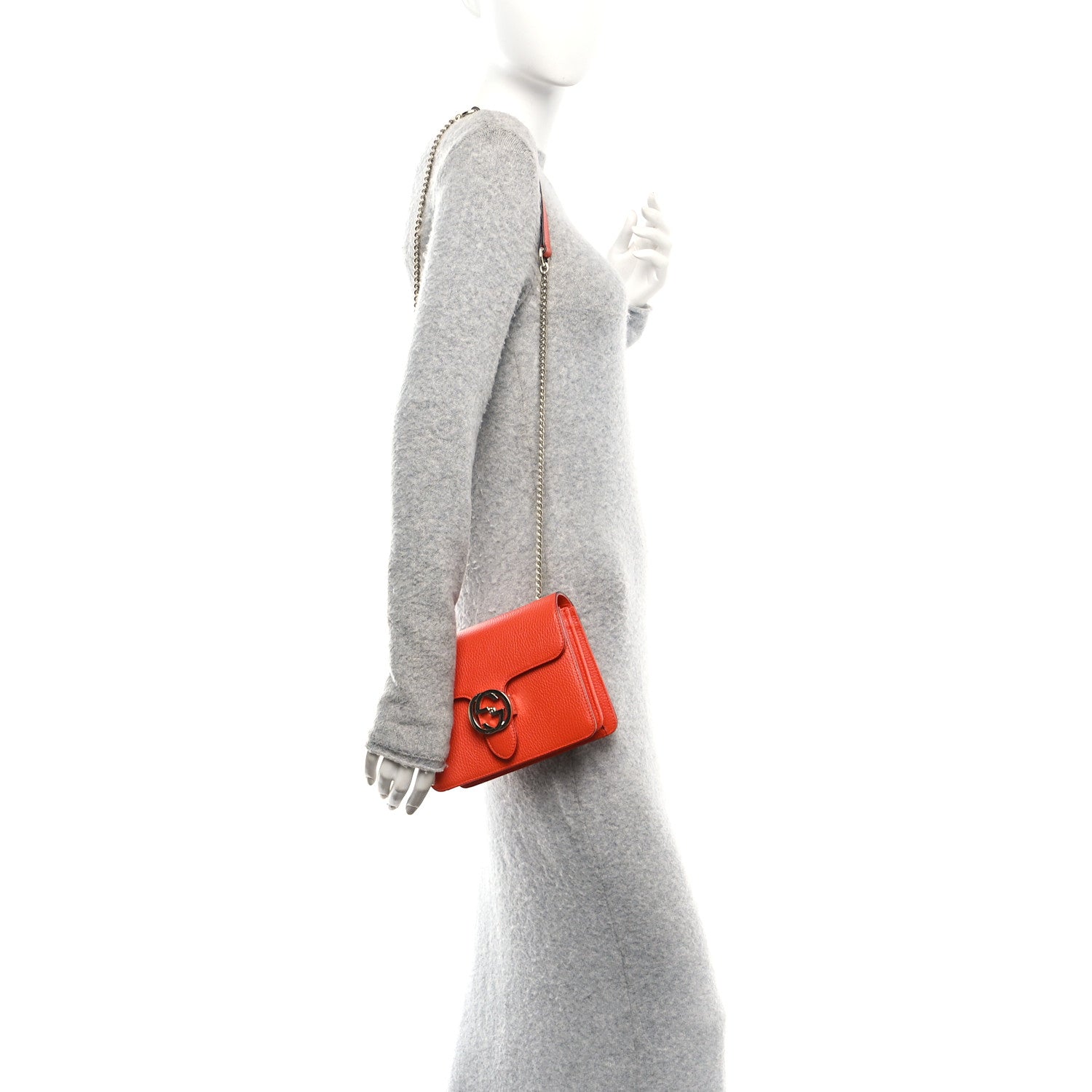 Dollar Calfskin Small Interlocking G Shoulder Bag Sun Orange