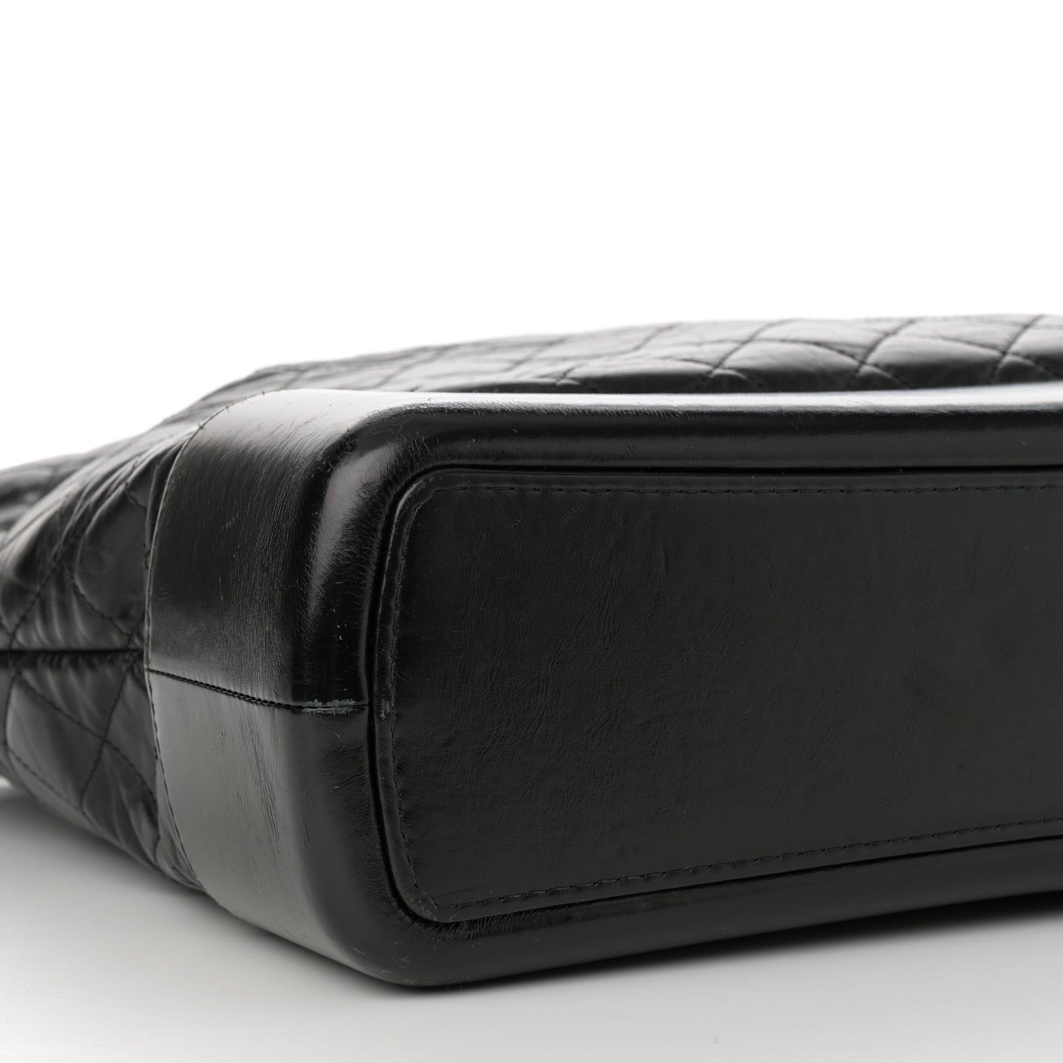 Aged Calfskin Quilted Maxi Gabrielle Hobo Black