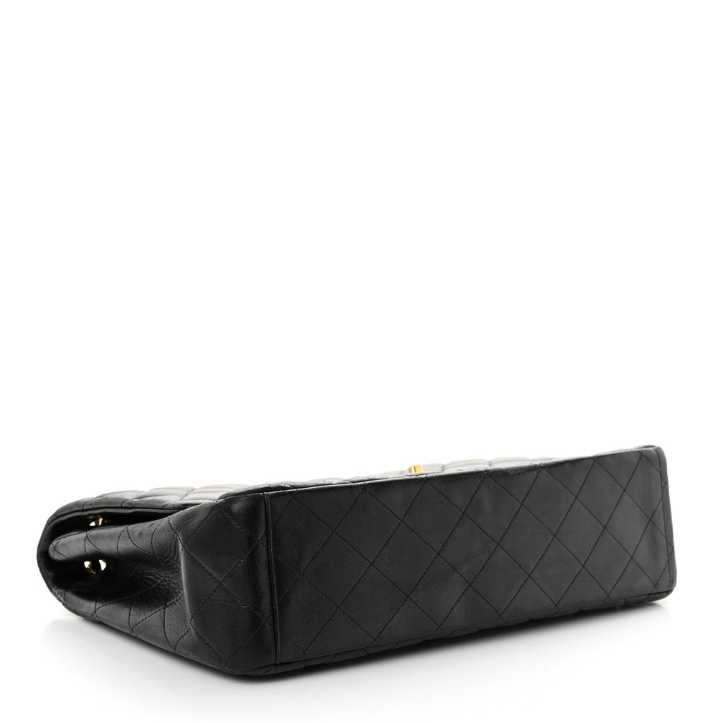 Lambskin Quilted Maxi Single Flap Black