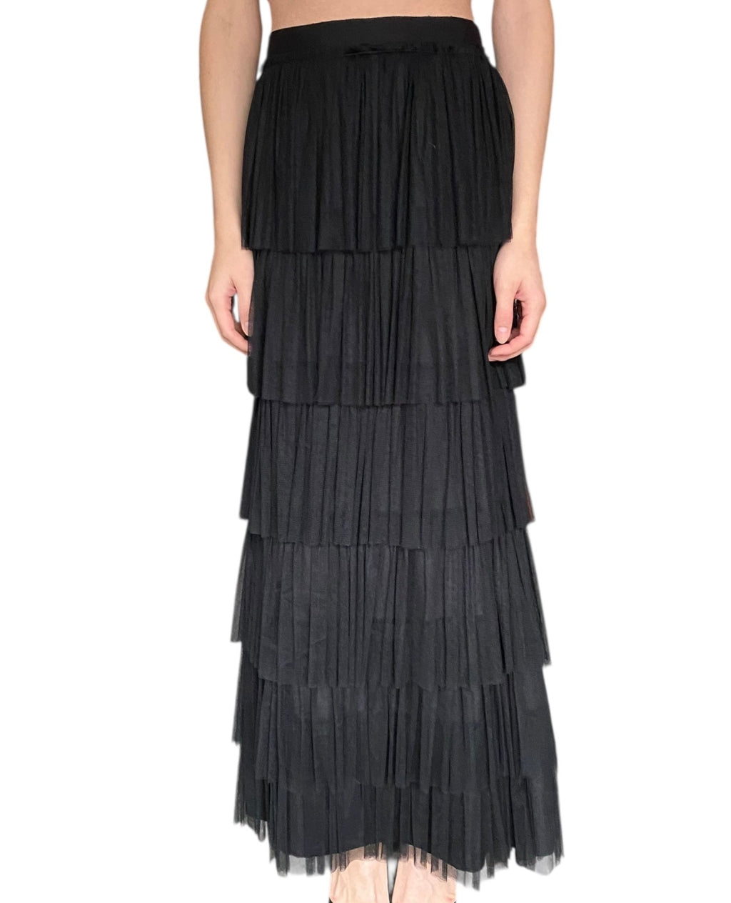 Lanvin Black Silk Tiered Maxi Skirt - 38 / US 4