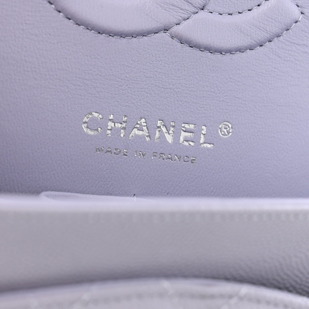 Caviar Quilted Medium Double Flap Light Purple
