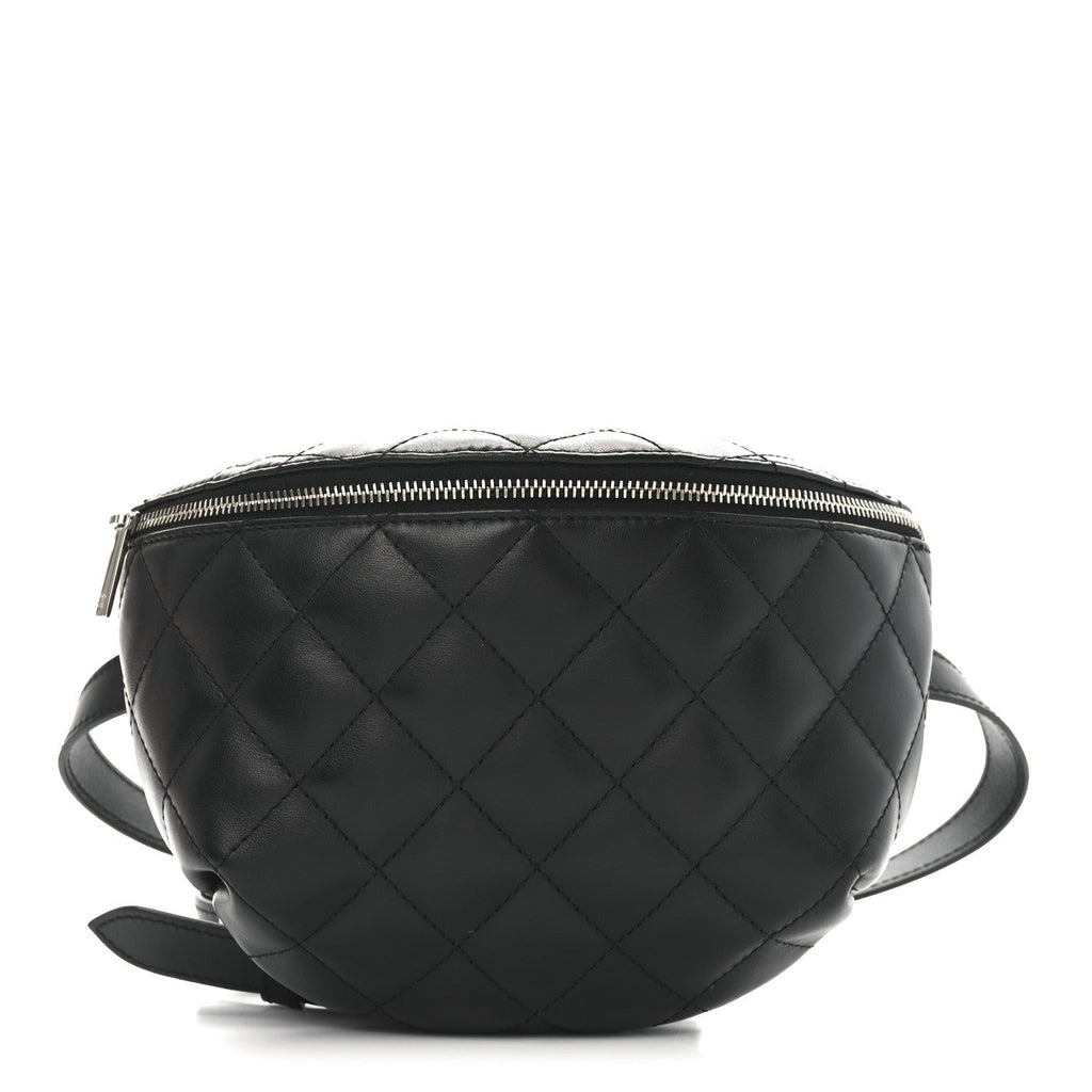 Calfskin Quilted Waist Belt Bag Black