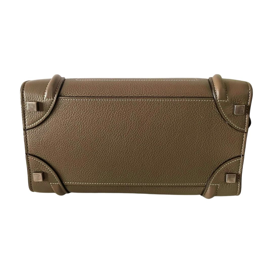 CELINE Micro Luggage Leather Handbag in Grey