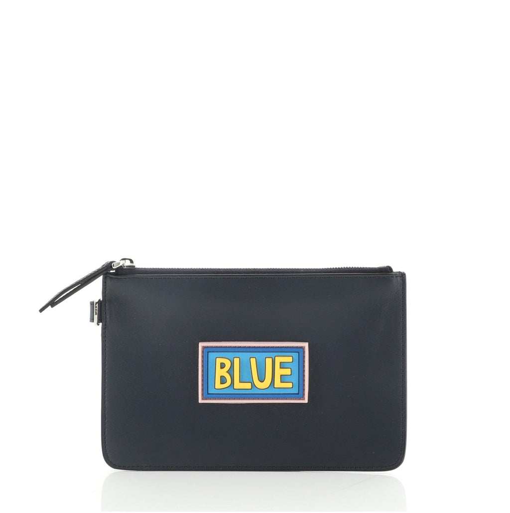 Vocabulary Flat Pouch Patchwork Leather Mini