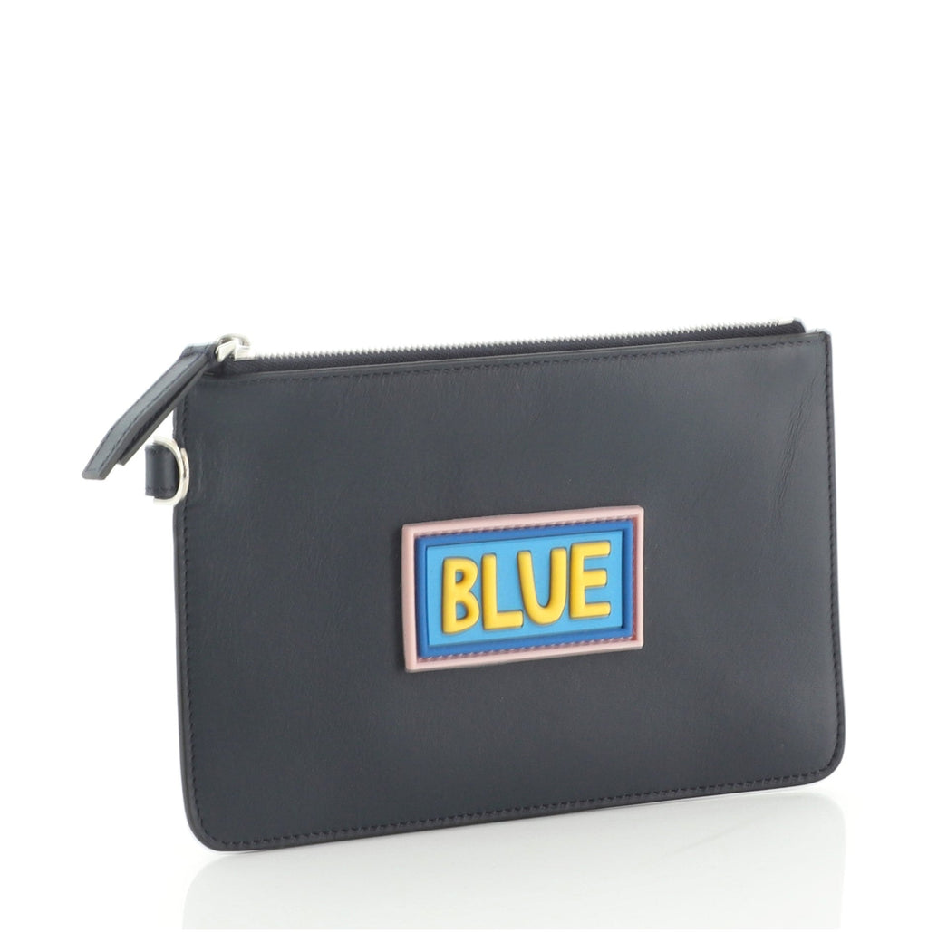 Vocabulary Flat Pouch Patchwork Leather Mini