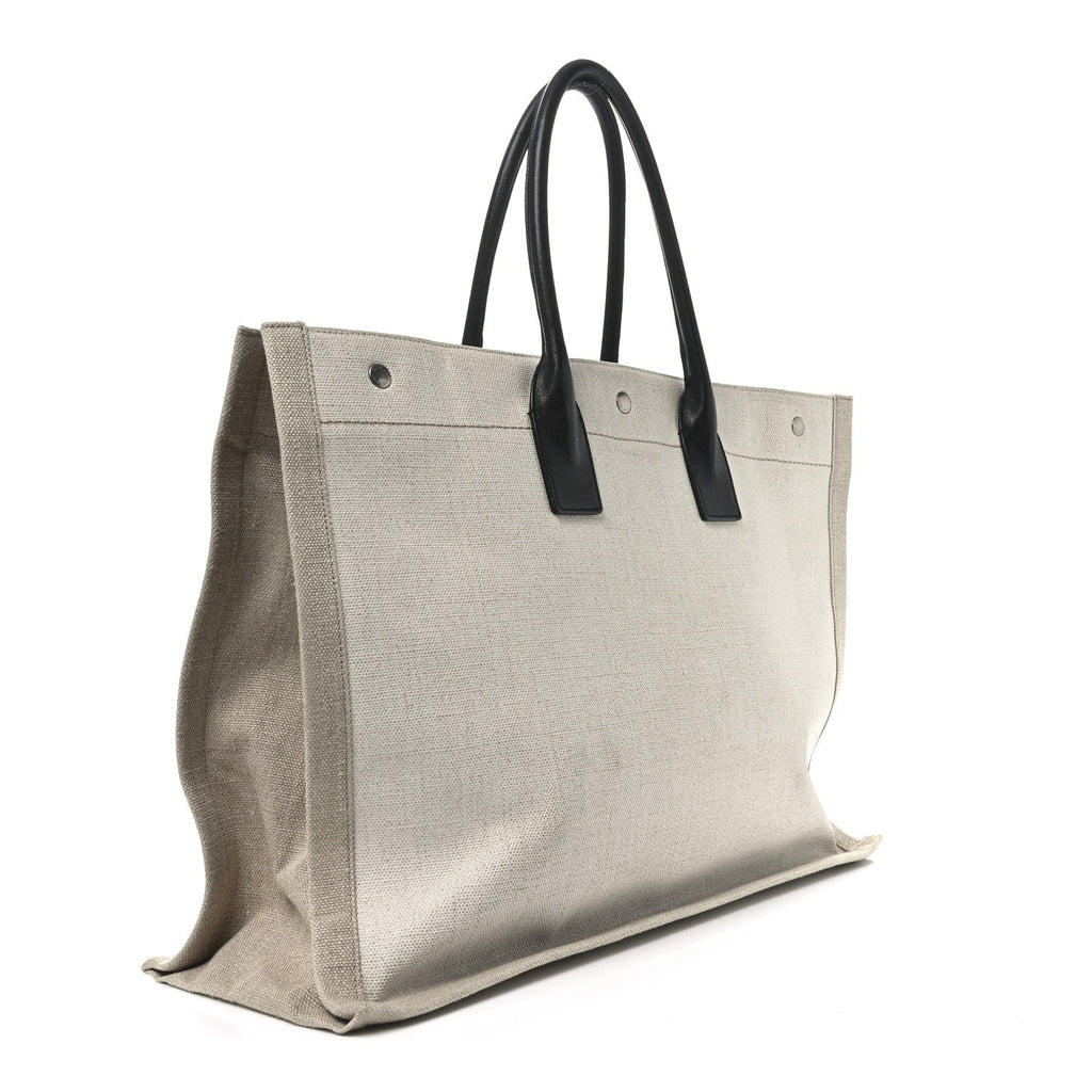 Linen Calfskin Rive Gauche Tote Optic White
