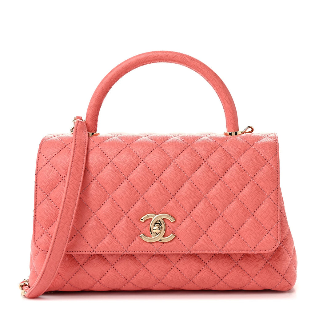 Caviar Quilted Small Coco Handle Flap Pink