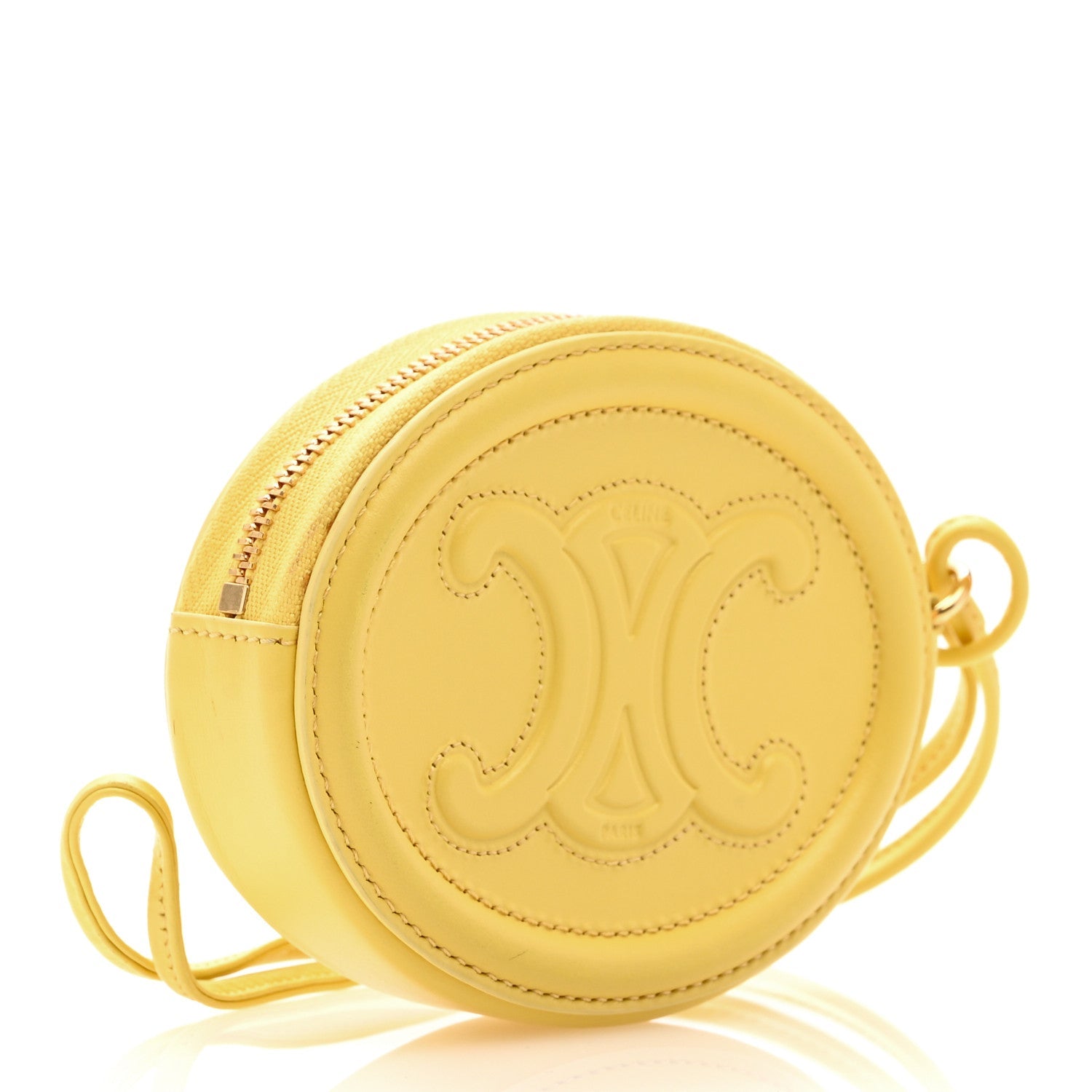 Smooth Calfskin Triomphe Oval Wallet Yellow