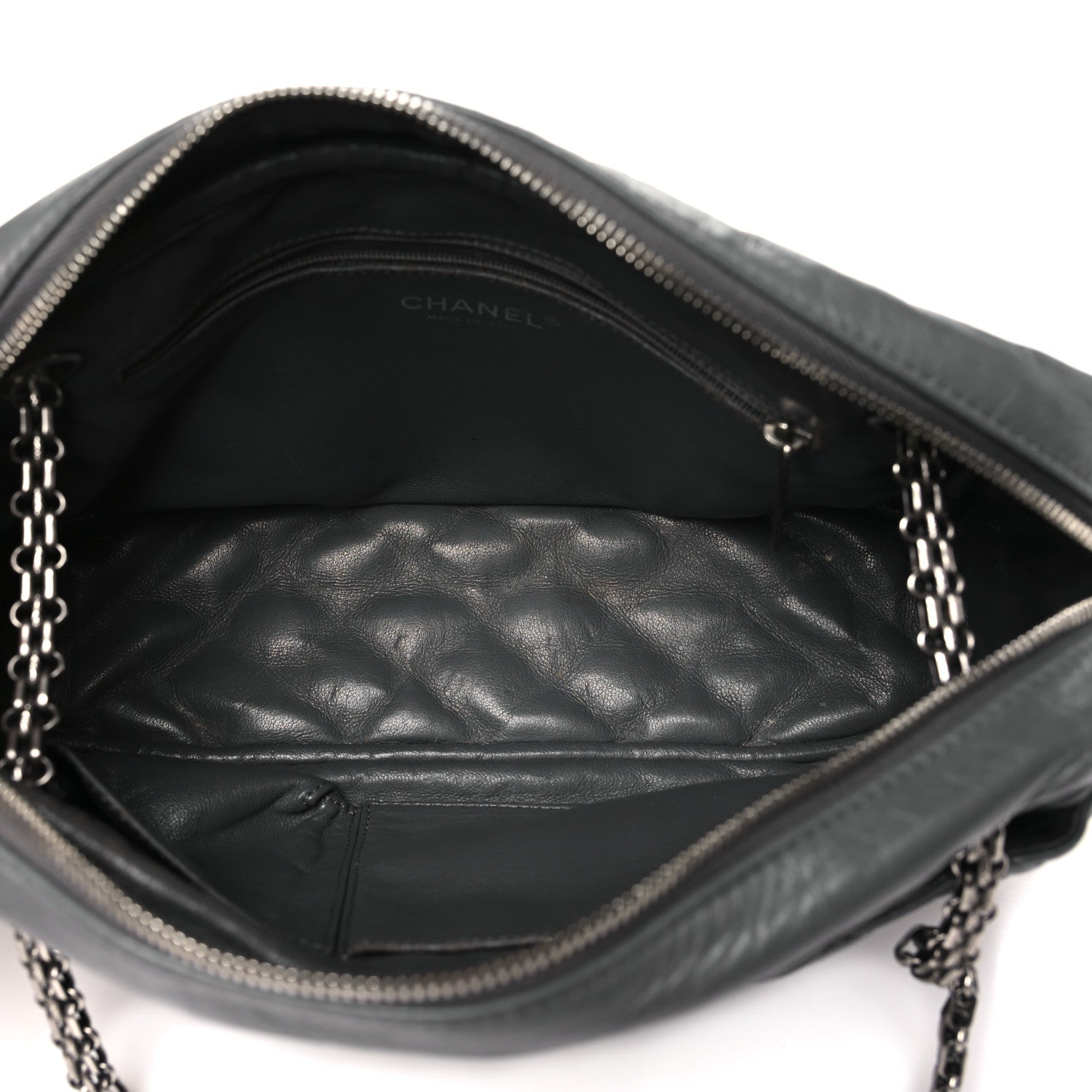Aged Calfskin Quilted Medium Reissue Camera Case Grey