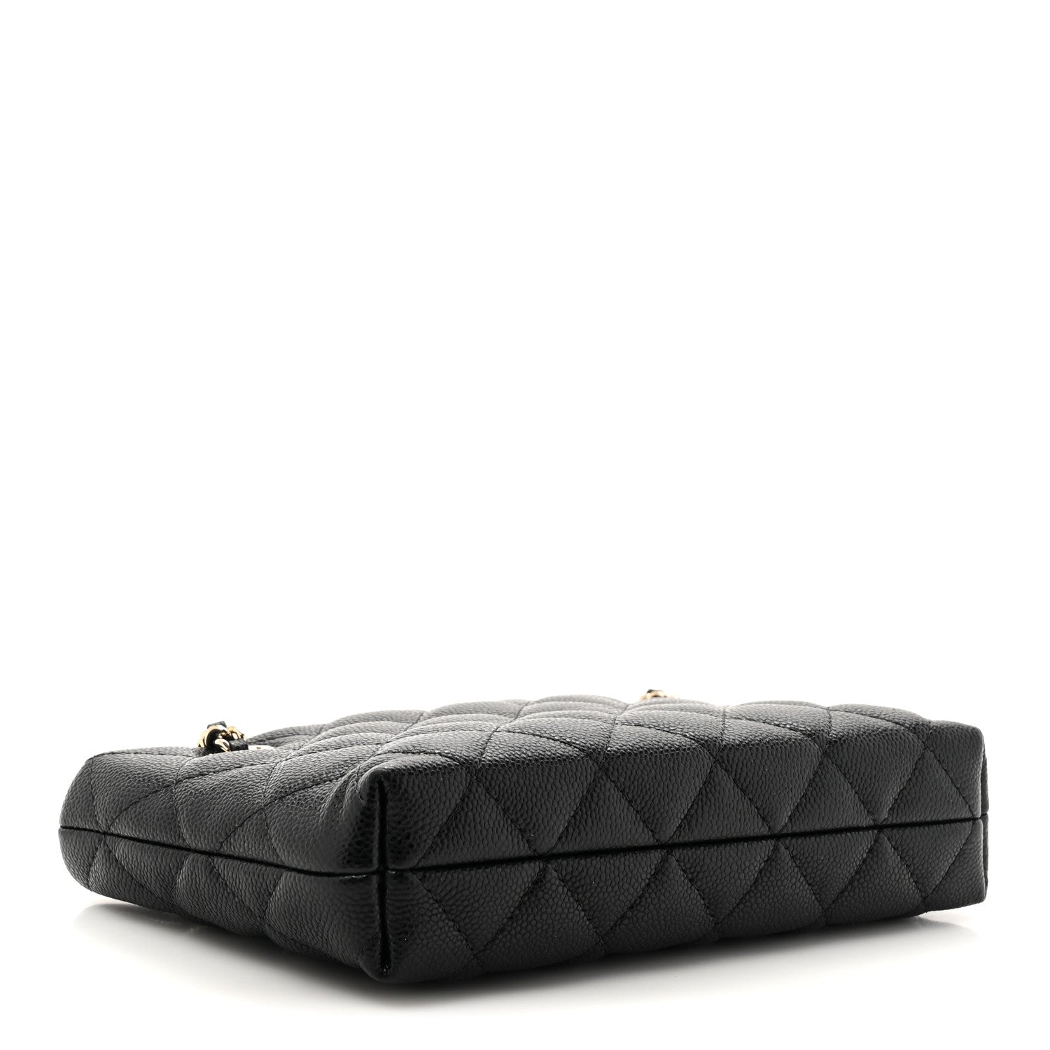 Caviar Quilted Classic Clutch Tote With Chain Black