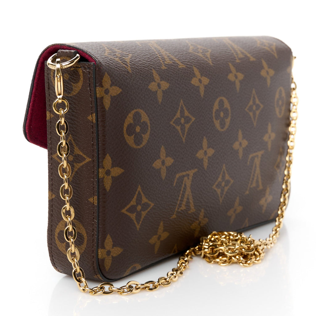 Monogram Pochette Felicie Chain Wallet Fuchsia