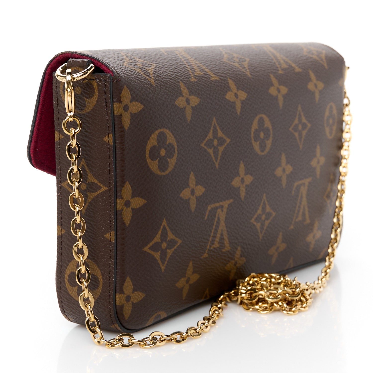 Monogram Pochette Felicie Chain Wallet Fuchsia