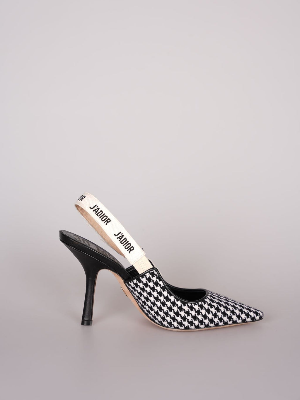 Dior J'Adior Sandals in Black and White Houndstooth Canvas Size 38