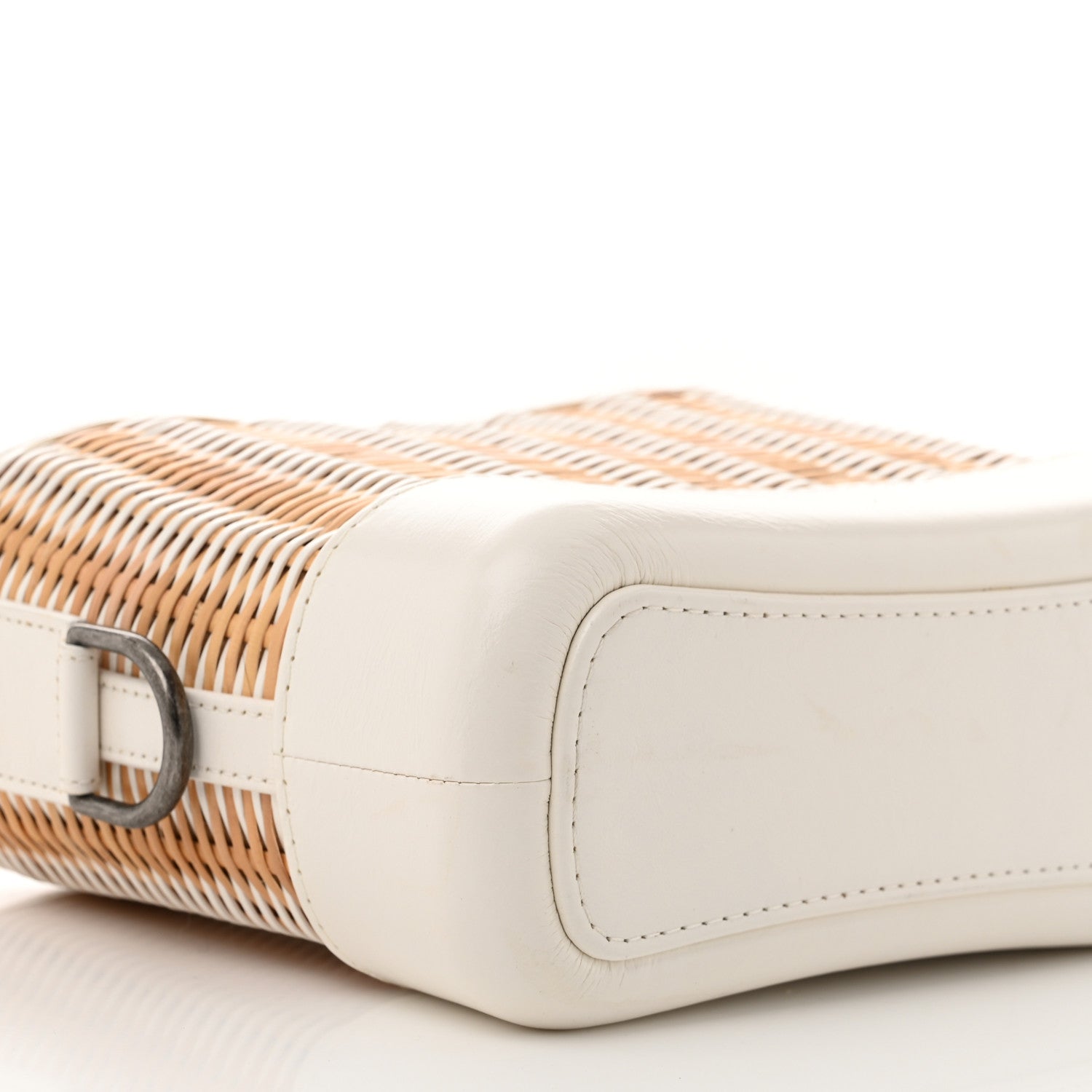Rattan Calfskin Small Gabrielle Hobo Beige Ivory