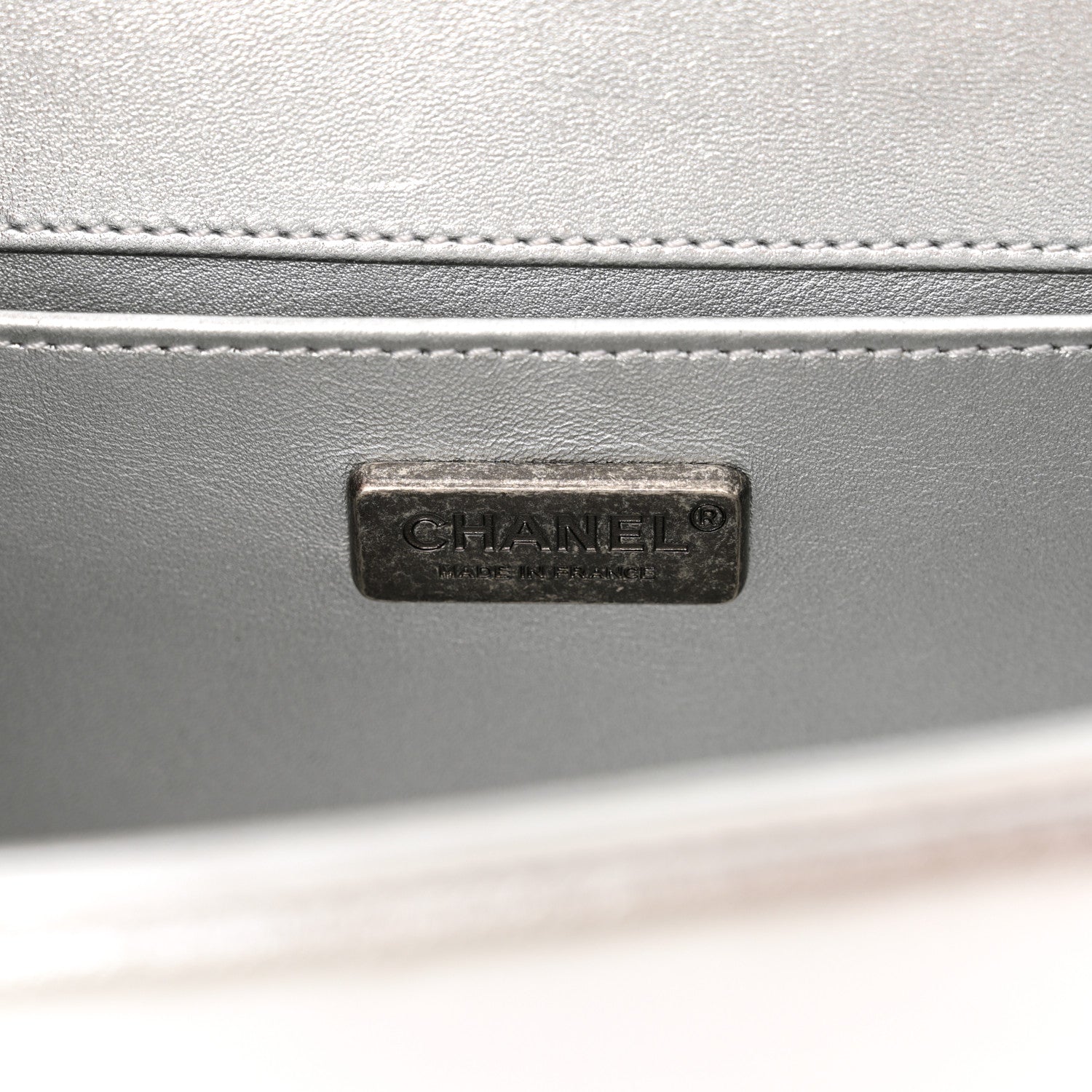 Metallic Lambskin Embellished Medium Boy Flap Silver