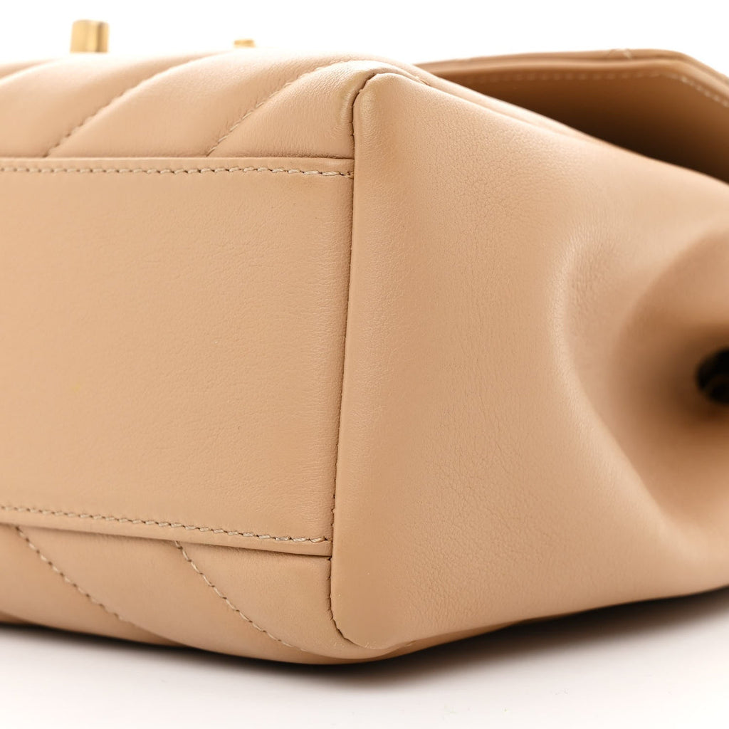 Calfskin Quilted Chevron In The City Bag Beige