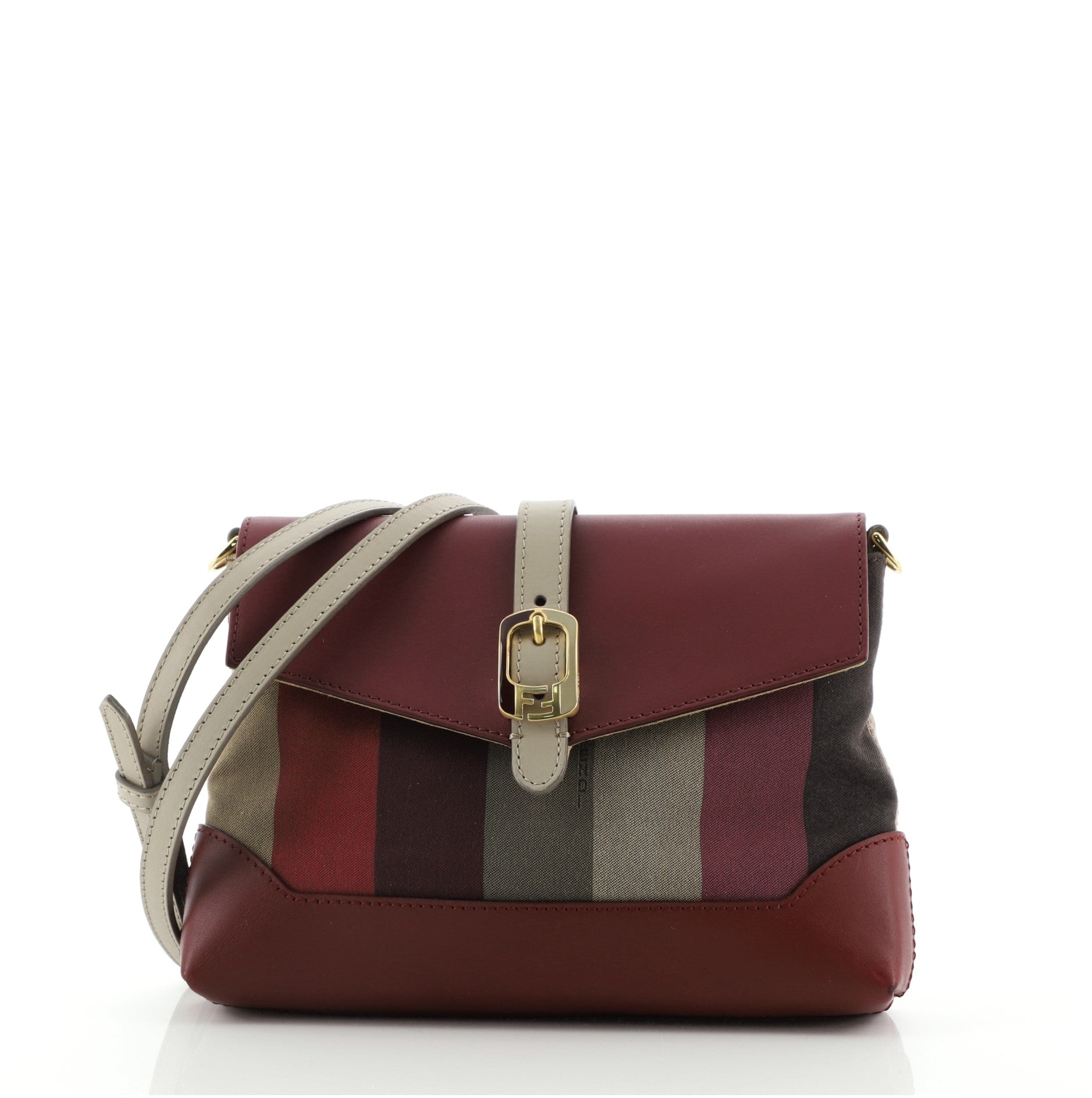 Flap Crossbody Bag Pequin Canvas and Leather Mini