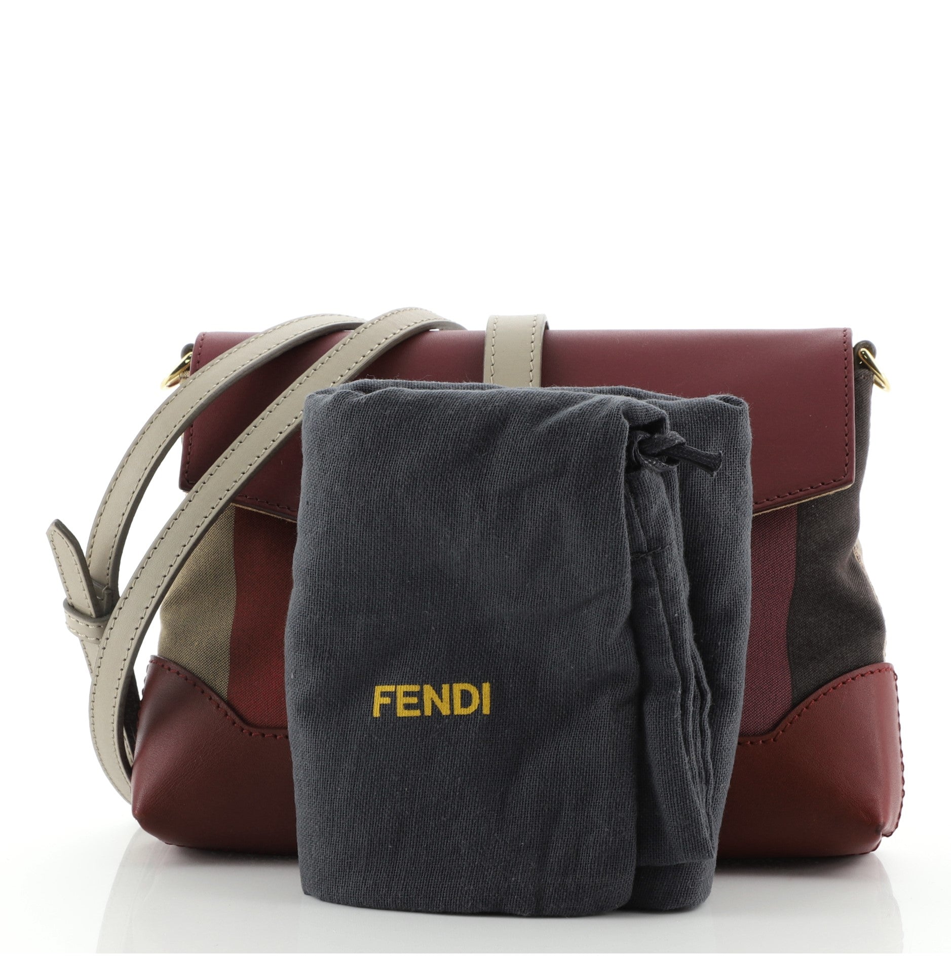 Flap Crossbody Bag Pequin Canvas and Leather Mini