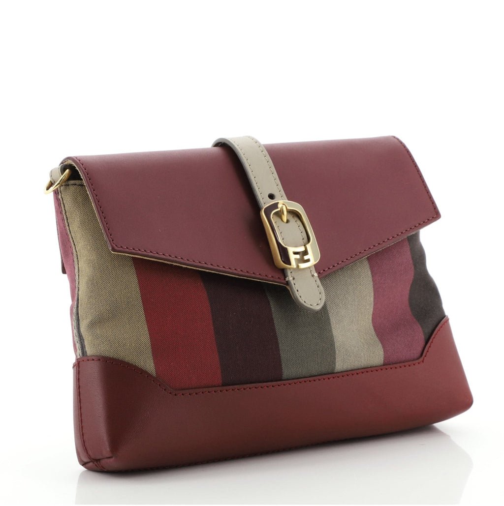 Flap Crossbody Bag Pequin Canvas and Leather Mini