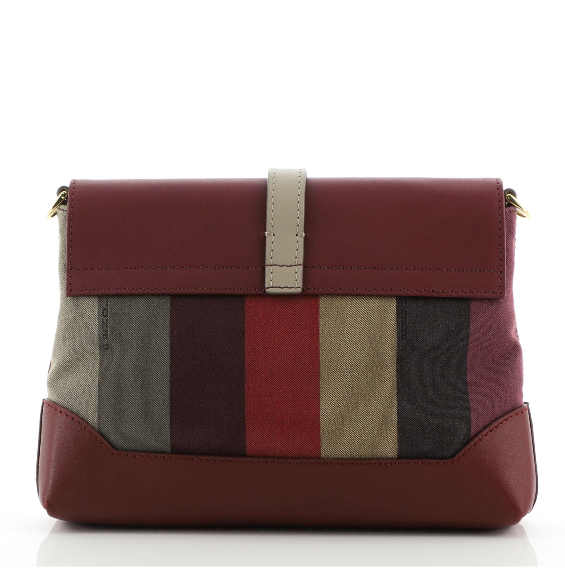 Flap Crossbody Bag Pequin Canvas and Leather Mini