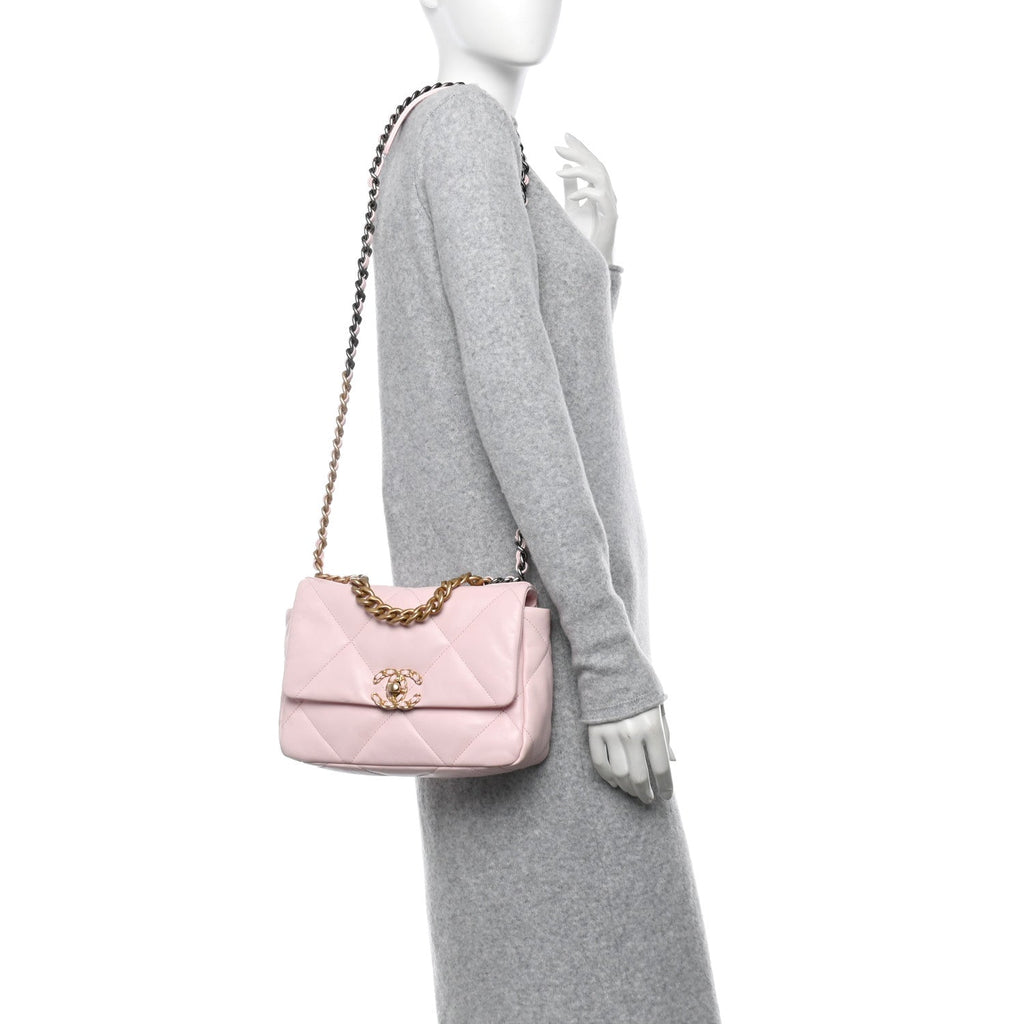 Lambskin Quilted Medium Chanel 19 Flap Light Pink