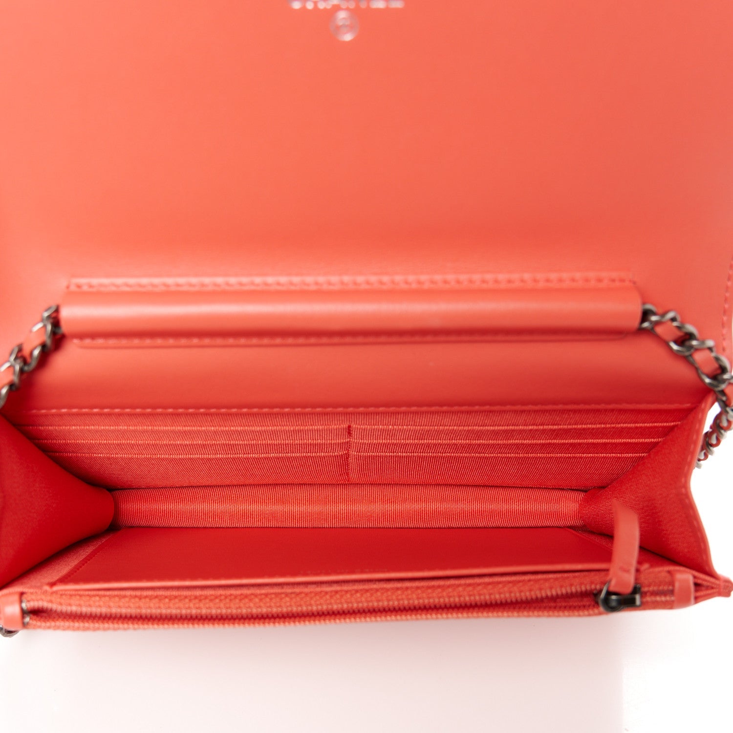 Aged Calfskin Quilted Gabrielle Wallet On Chain WOC  Orange