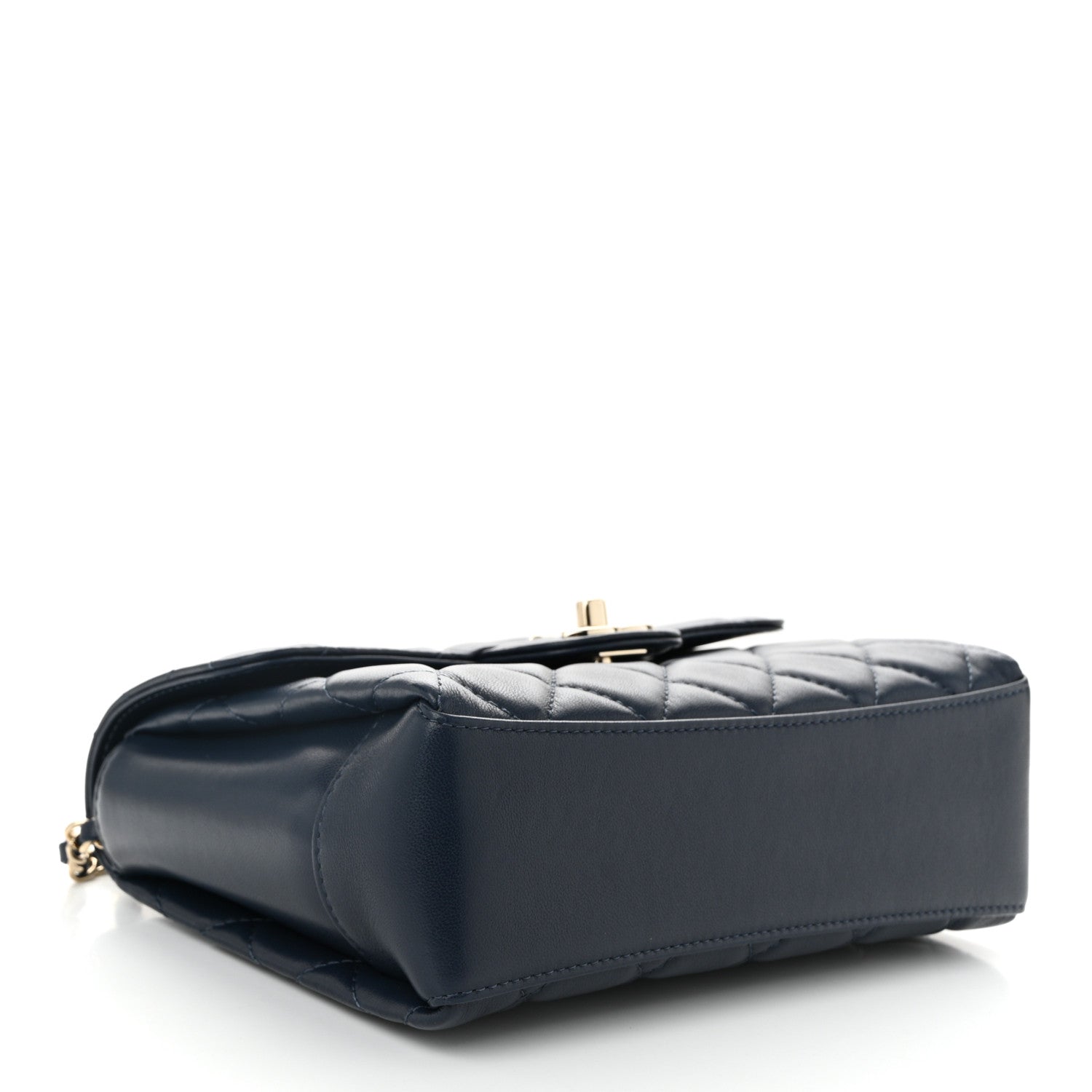 Lambskin Quilted Small Top Handle Square Flap Navy Blue