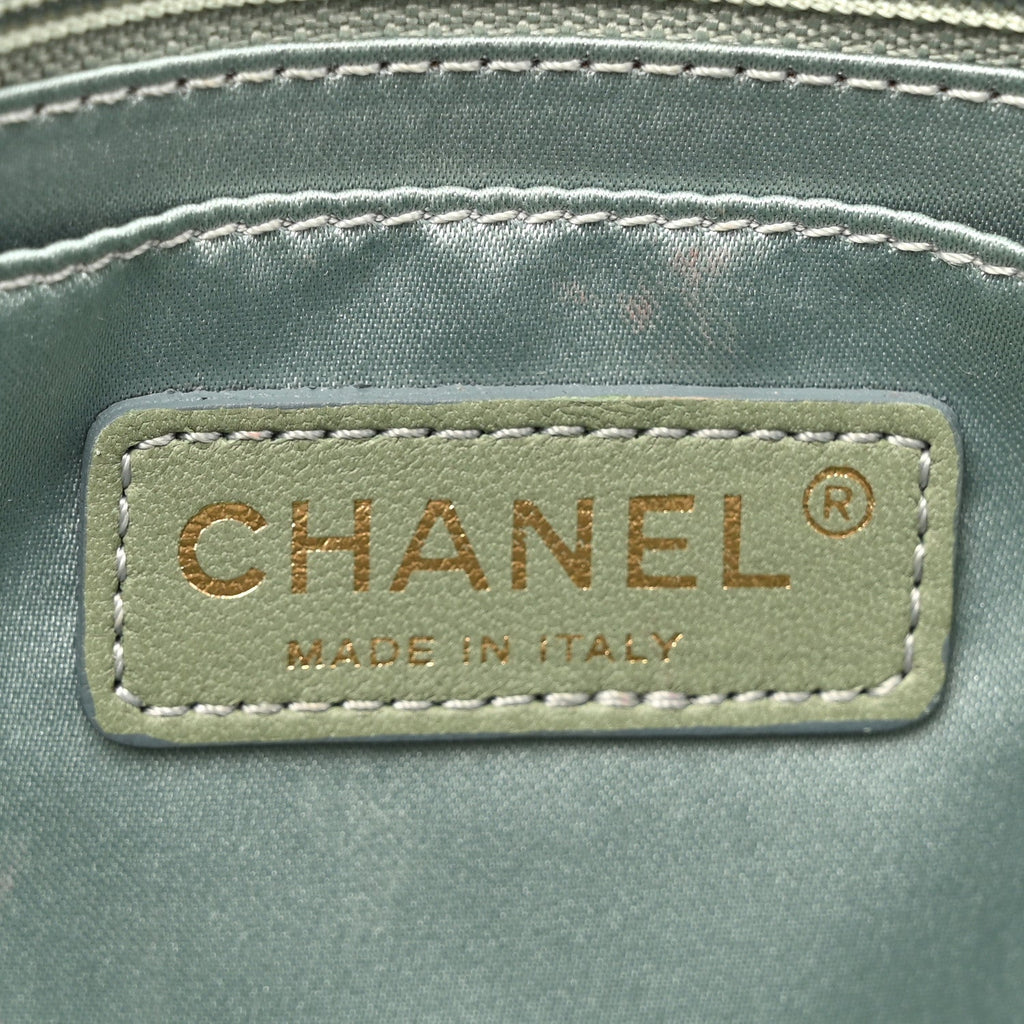 Metallic Woven Raffia Patchwork Single Flap Green