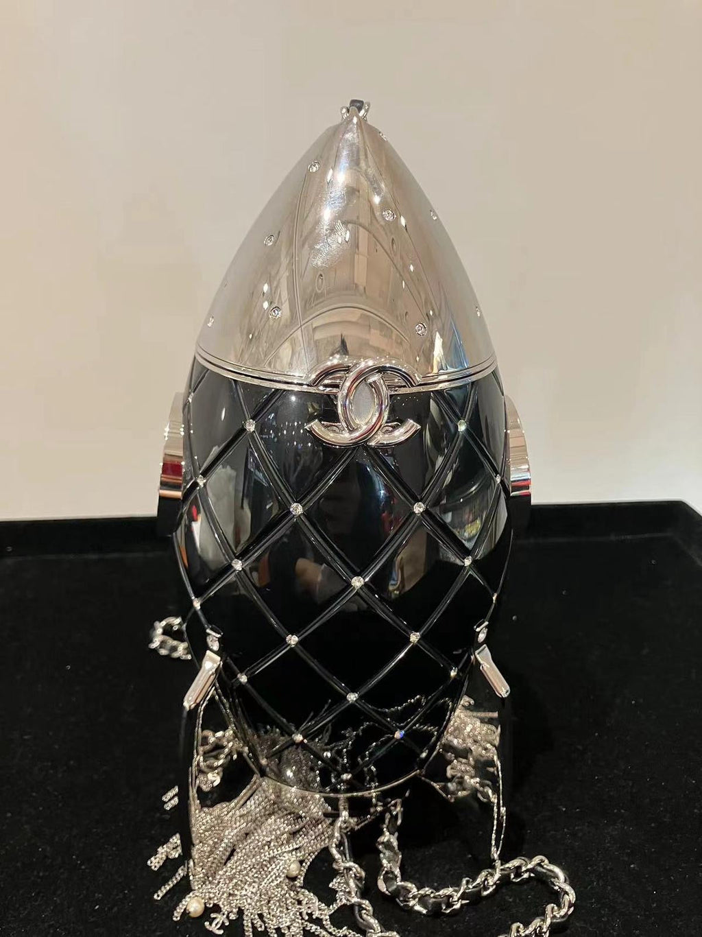 Chanel Limited Edition Plexiglass Crystal Rocket Ship Minaudière Clutch Black 2017
