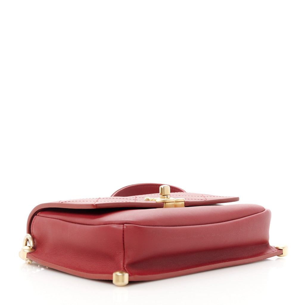 Calfskin Stitched Flap Red