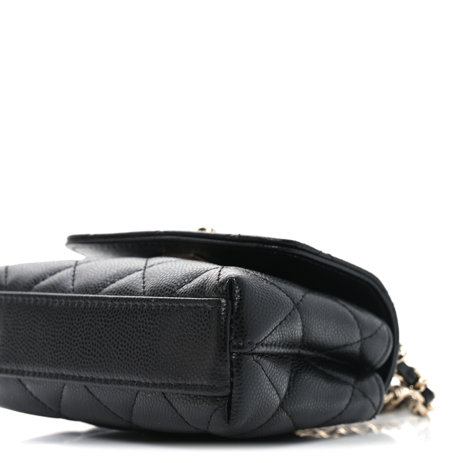 Caviar Quilted Nano Coco Handle Clutch With Chain Black