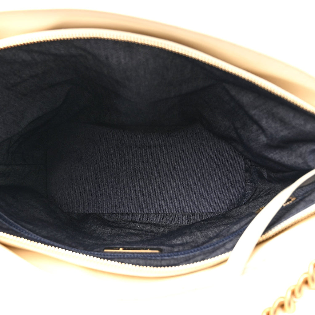 Crumpled Calfskin En Vogue Rope Hobo Bag White