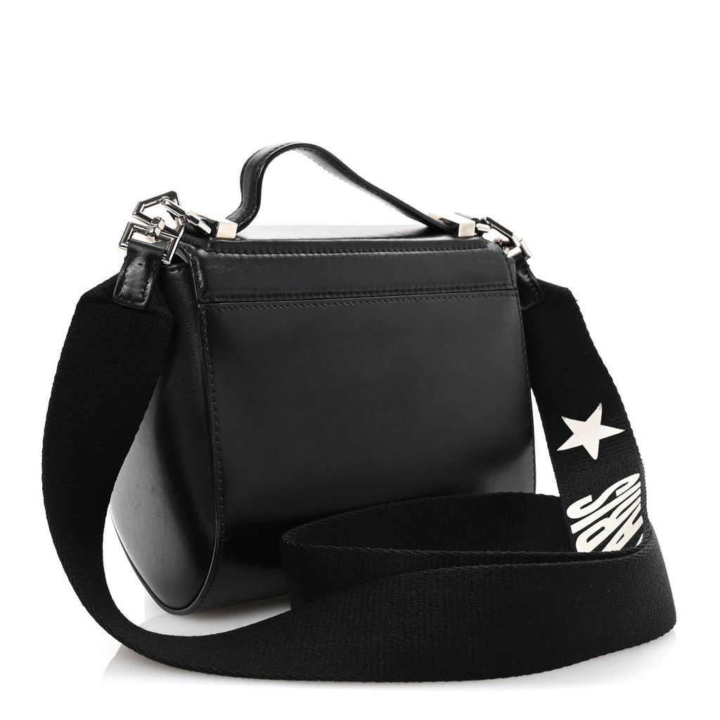 Calfskin Mini Pandora Box Logo Strap Crossbody Bag Black