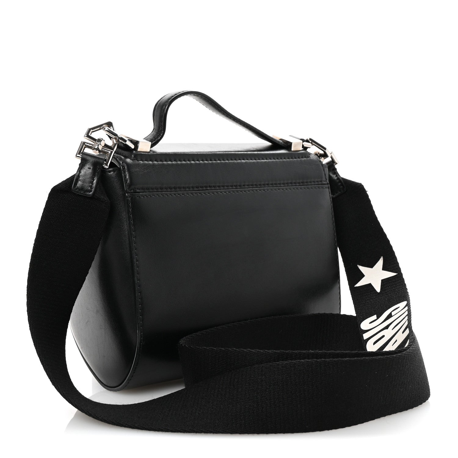 Calfskin Mini Pandora Box Logo Strap Crossbody Bag Black
