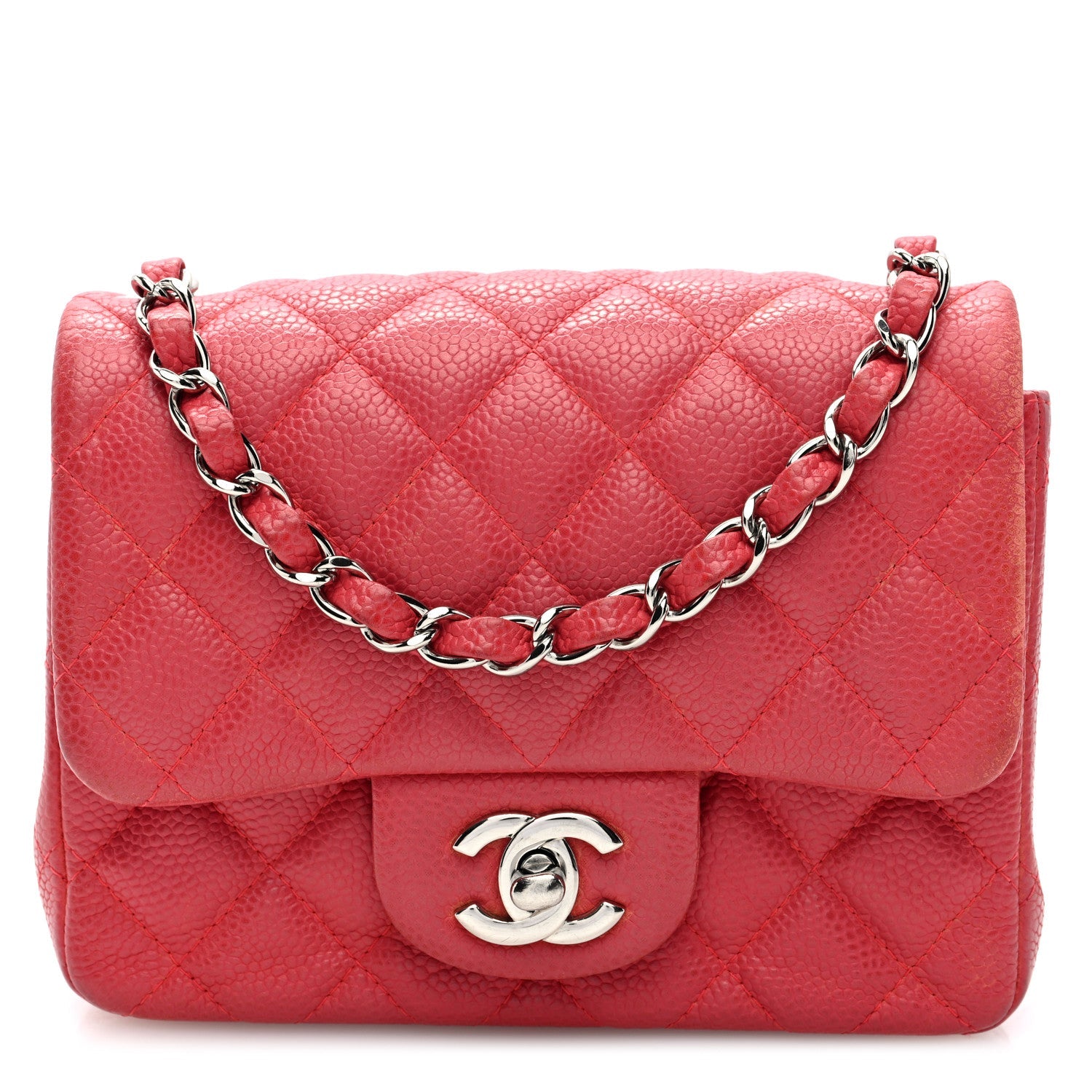 Caviar Quilted Mini Square Flap Pink