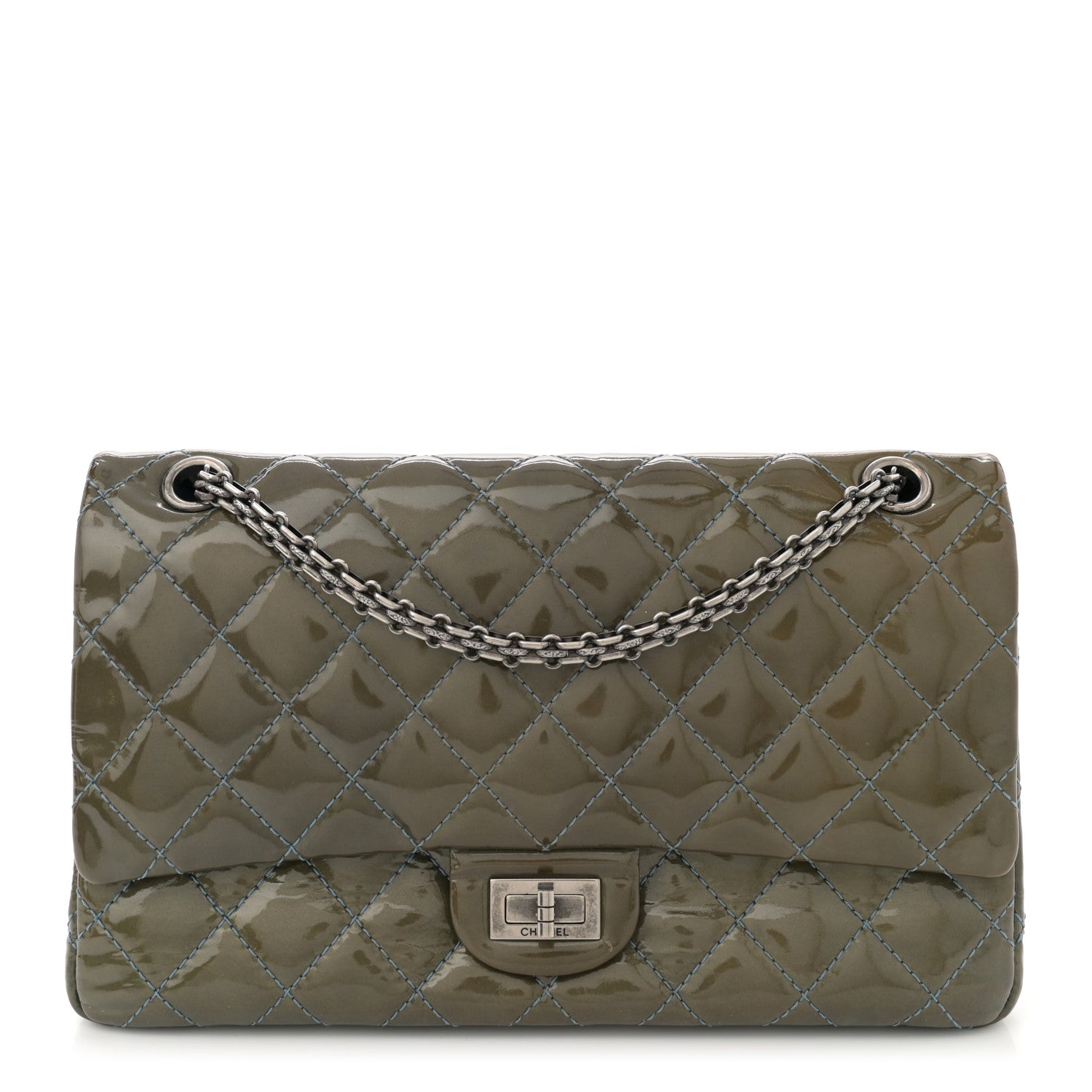 Patent Quilted 2.55 Reissue 226 Flap Green
