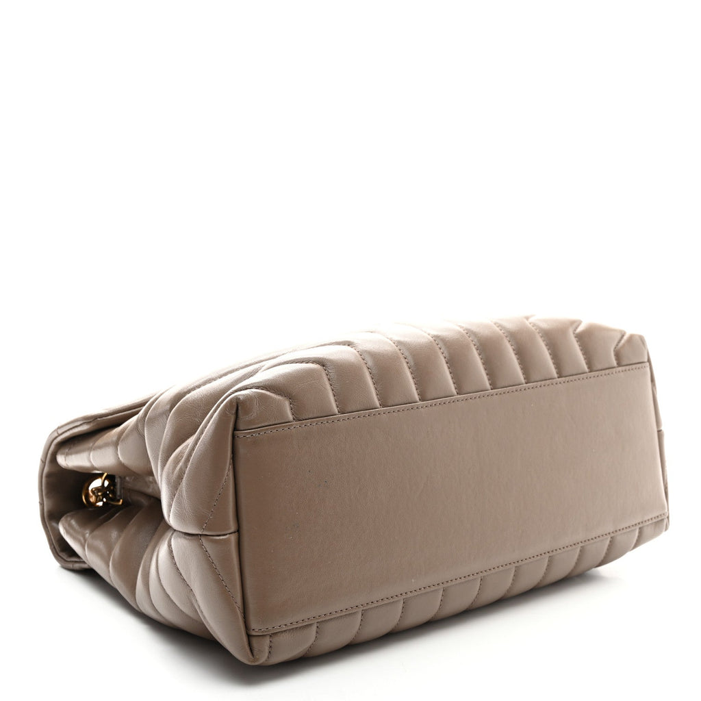 Calfskin Y Quilted Monogram Medium Loulou Chain Satchel Taupe