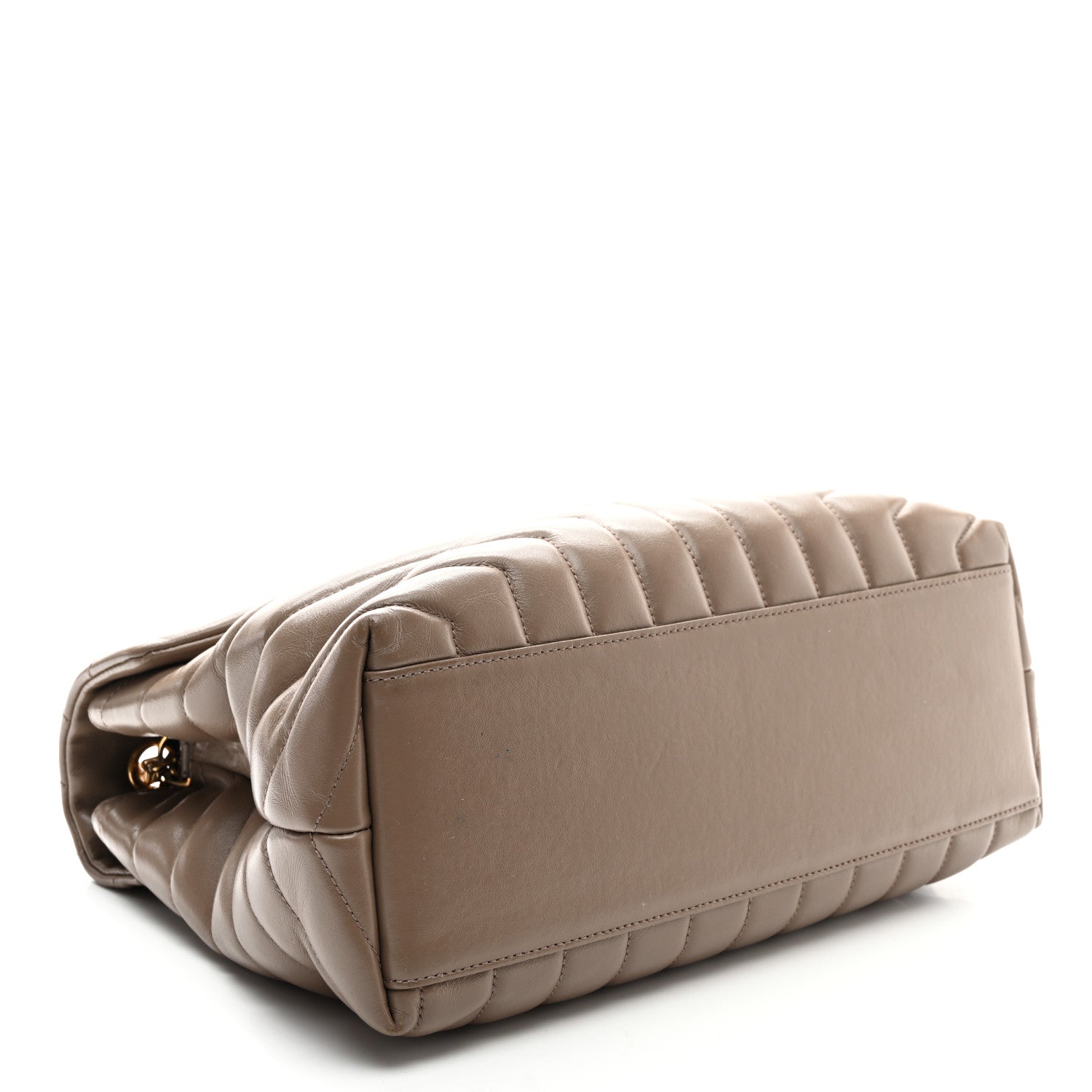 Calfskin Y Quilted Monogram Medium Loulou Chain Satchel Taupe