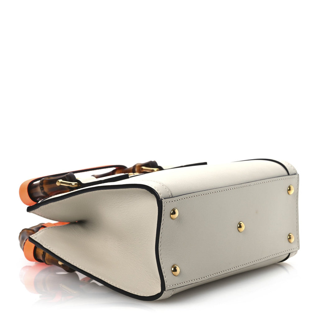 Wonka Grain Calfskin Mini Diana Tote Bag Mystic White Orange Fluo