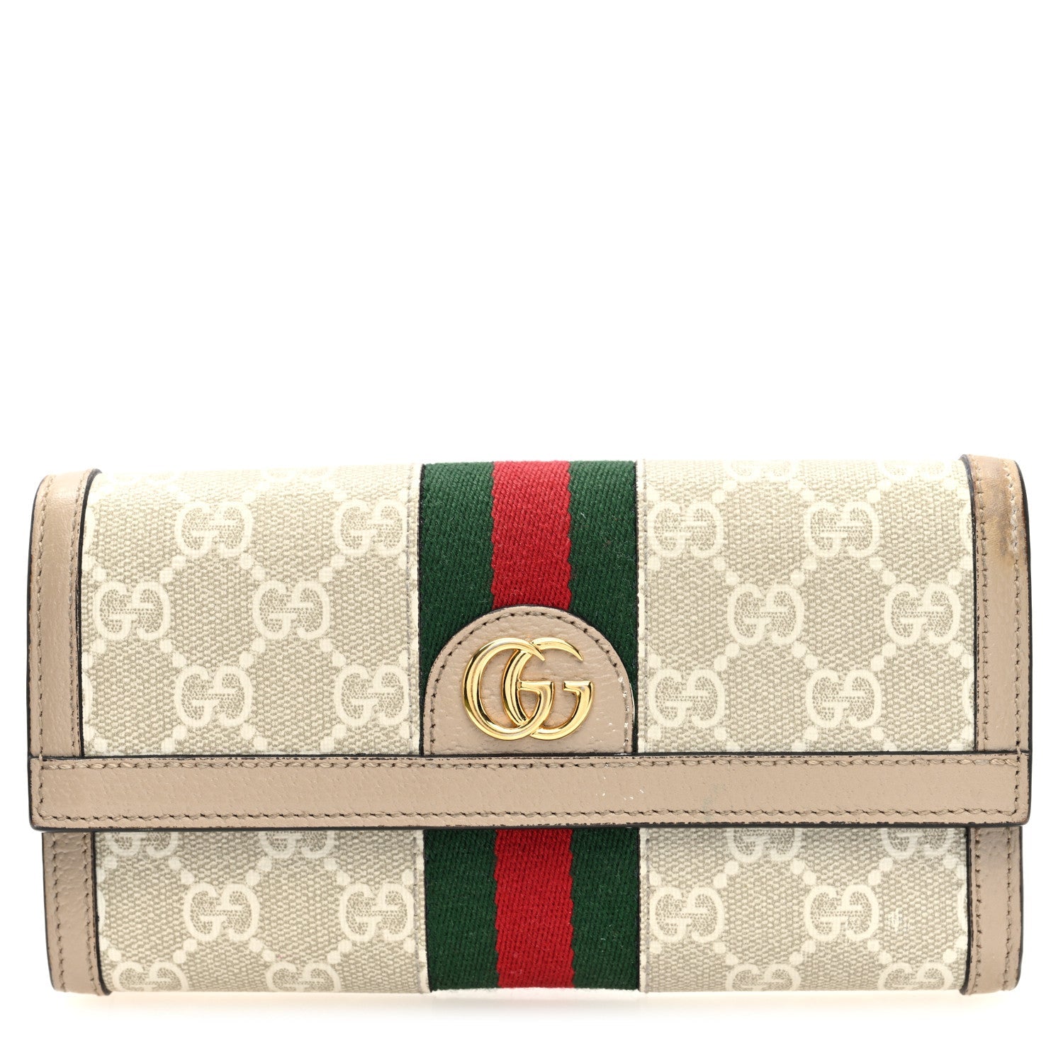 GG Supreme Monogram Web Ophidia Continental Wallet Beige Mystic White Oatmeal
