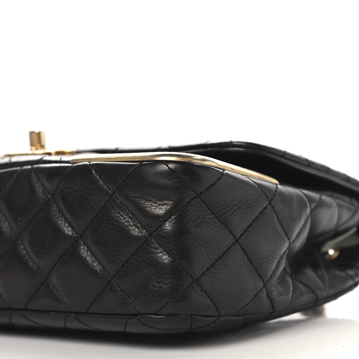 Calfskin Quilted Rock The Corner Flap Black